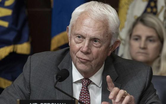 Rep. Jack Bergman, R-Mich., is leading a bill that would allow for-profit companies to provide initial claims assistance for a fee to veterans filing for disability compensation. Bergman, who is a member of the House Veterans’ Affairs Committee, speaks at a hearing in September 2024. 